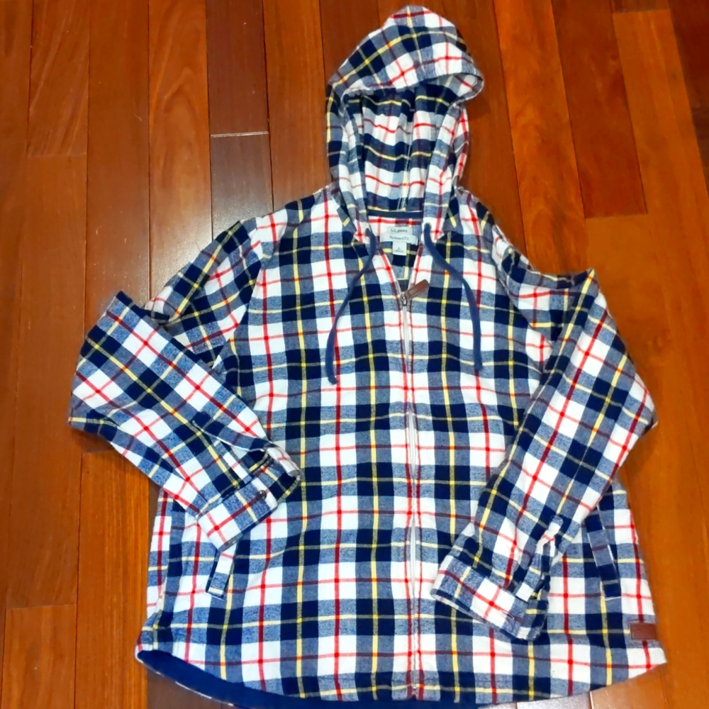 Flannel zip up hooded jacket